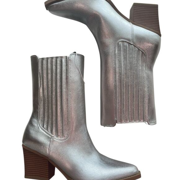 FOREVER 21 Y2K Statement Boots Metallic Silver Sz 7 NWT - Picture 7 of 14